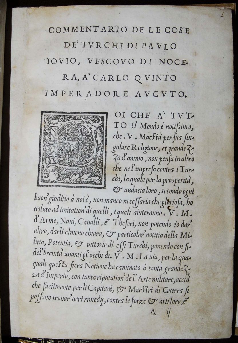 Edizioni del '500 - Turchia Giovio Paolocomentario De le Cose De' Turchi, Roma, per Antonio Blado...