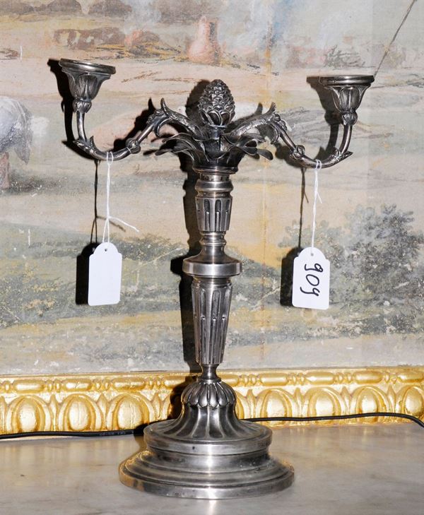 Coppia di candelieri in argento, Genova