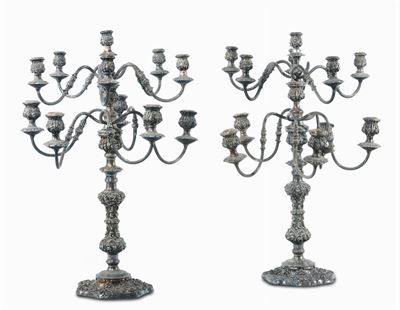 Coppia di Grandi Cadelabri in Silver Plate, Inghilterra XIX Secolo
