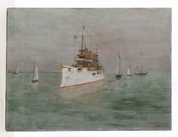 Anonimo del XIX secolo Nave da guerra