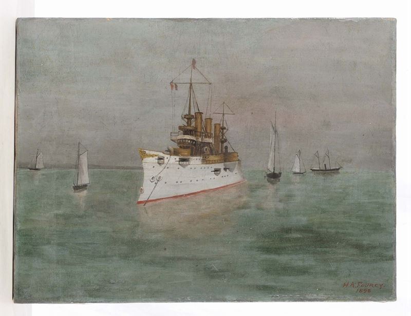 Anonimo del XIX secolo Nave da guerra  - Asta Antiquariato e Dipinti Antichi - Cambi Casa d'Aste