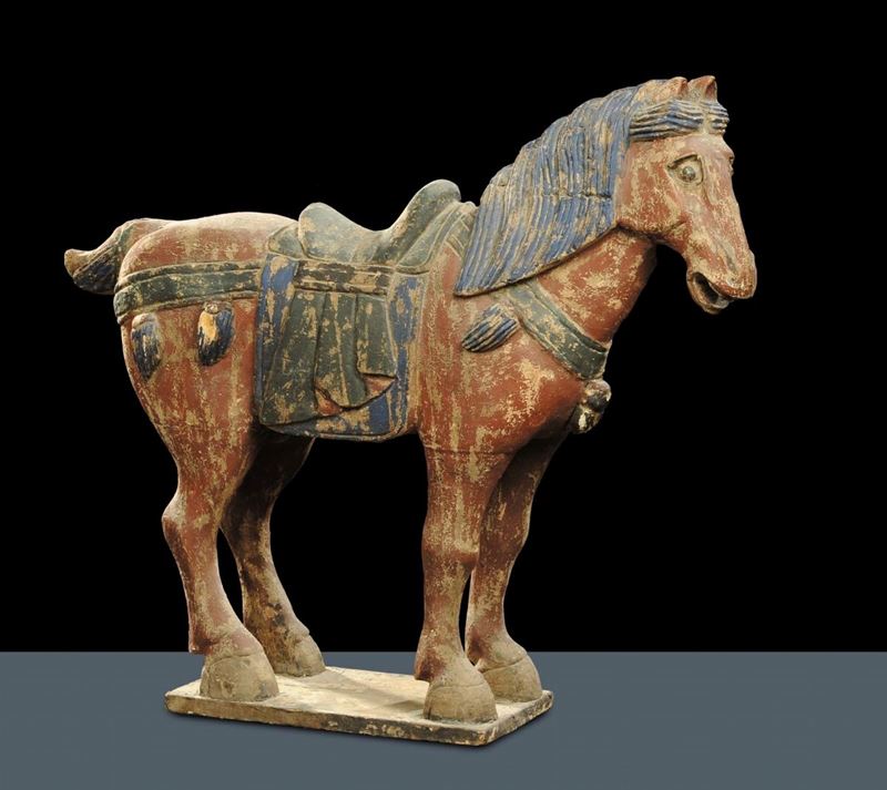 Grande cavallo in legno, Cina XIX secolo  - Asta Arte Orientale - Cambi Casa d'Aste