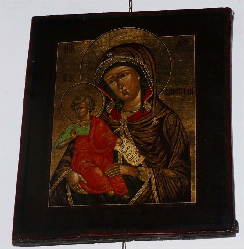 Anonimo della metà del XIX secolo Madre di Dio con Bambino  - Asta Antiquariato e Dipinti Antichi - Cambi Casa d'Aste