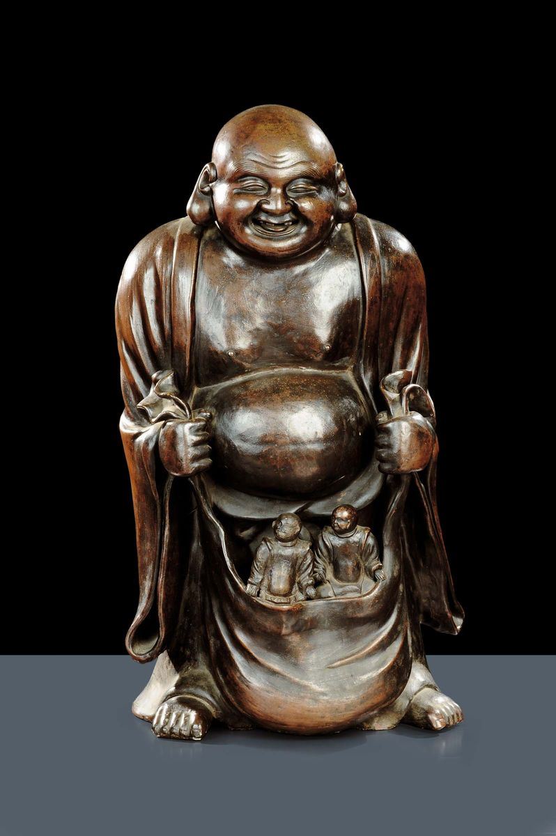 Statua di Buddha in gres, Cina XIX secolo  - Auction Oriental Art - Cambi Casa d'Aste