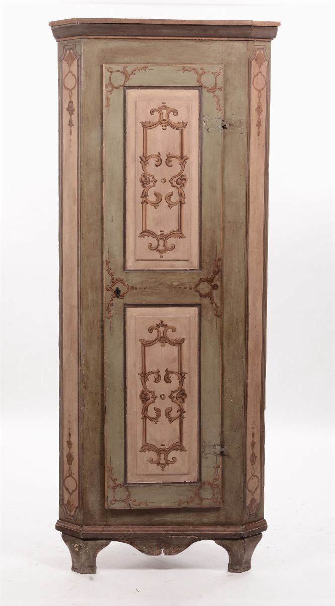 Angolare ad un'anta in legno laccato, XIX secolo  - Auction Antique and Old Masters - I - Cambi Casa d'Aste