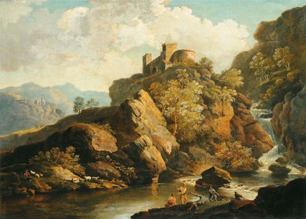 Scuola della fine del XVIII secolo Paesaggio fluviale
