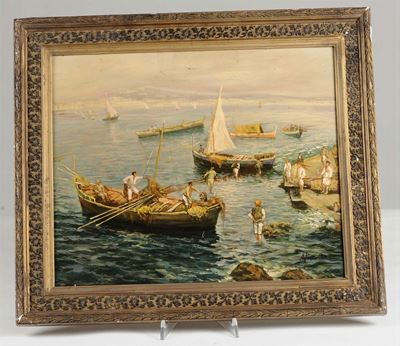 Anonimo XX Secolomarina con Pescatori