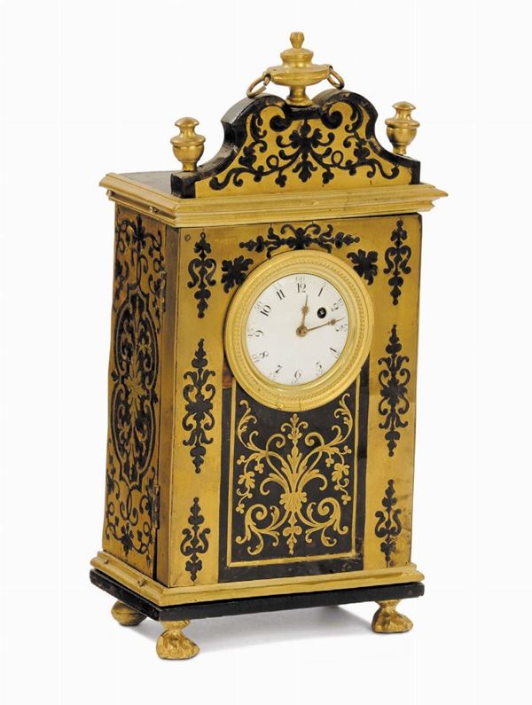 Porta orologi con cassa in marqueterie boulle firmato Gaudron a Paris, Francia 1720 circa.