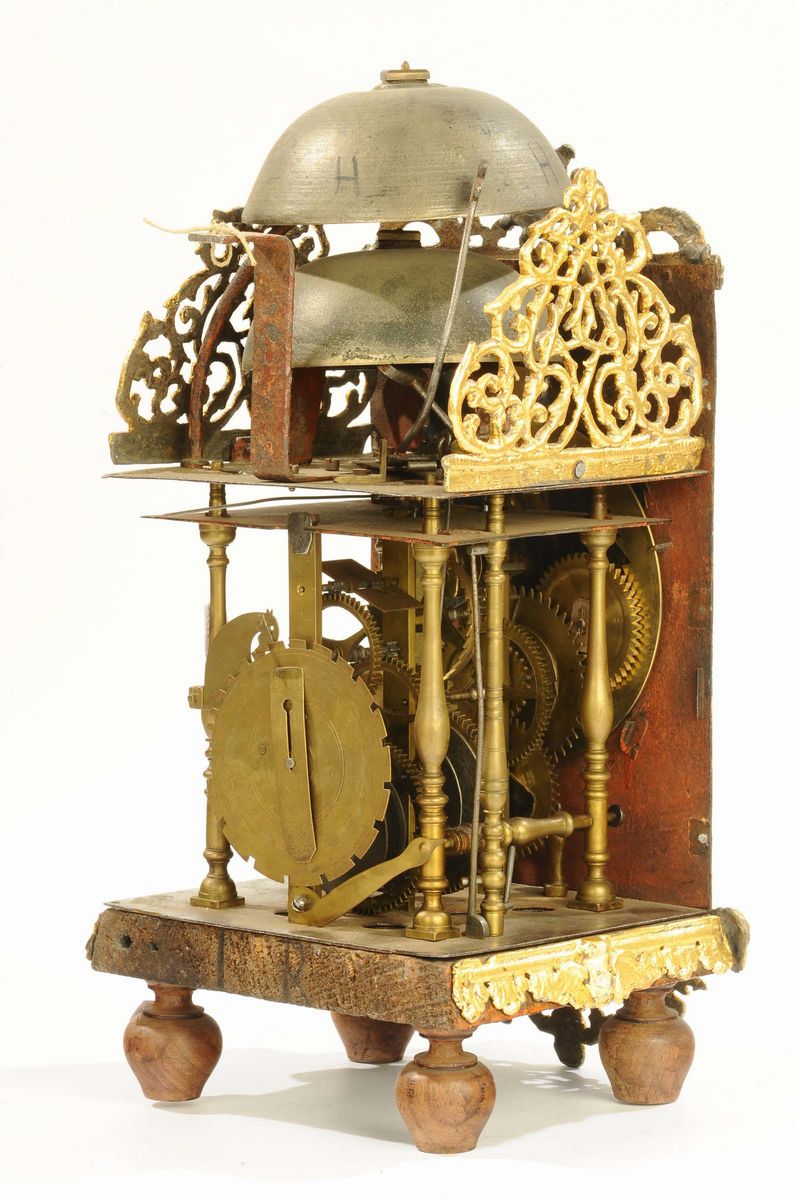 Orologio da Parete Stoelklok con Raro Movimento con Fasi Luna e Datario, Olanda 1760 Circa
