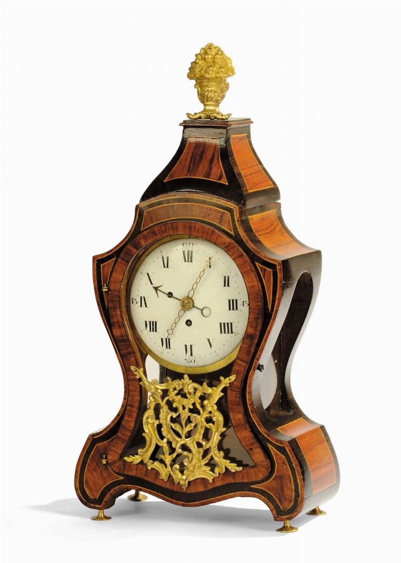 Svegliarino lastronato in bois de rose e palissandro, Roma 1770 circa  - Auction Pendulum and Decorative Clocks - Cambi Casa d'Aste