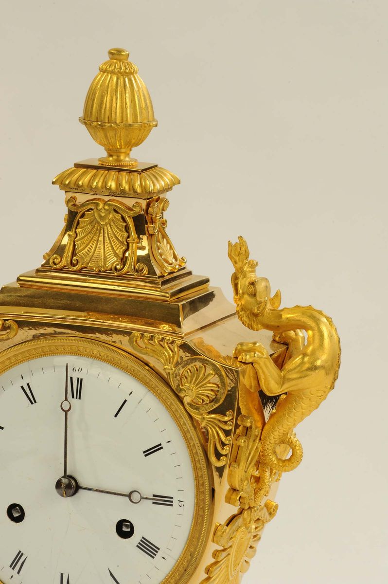 Orologio Ad Anfora in Bronzo Dorato al Mercurio, Francia Inizio XIX Secolo