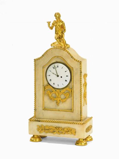 Orologio da Tavolo in Marmo Bianco, Francia 1820 Circa