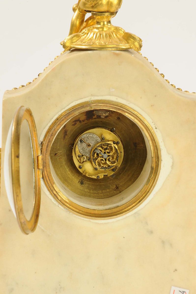 Orologio da Tavolo in Marmo Bianco, Francia 1820 Circa