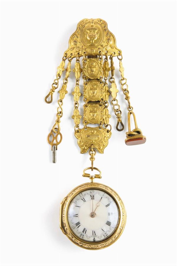 Orologio da tasca a doppia cassa, Inghilterra 1740 circa