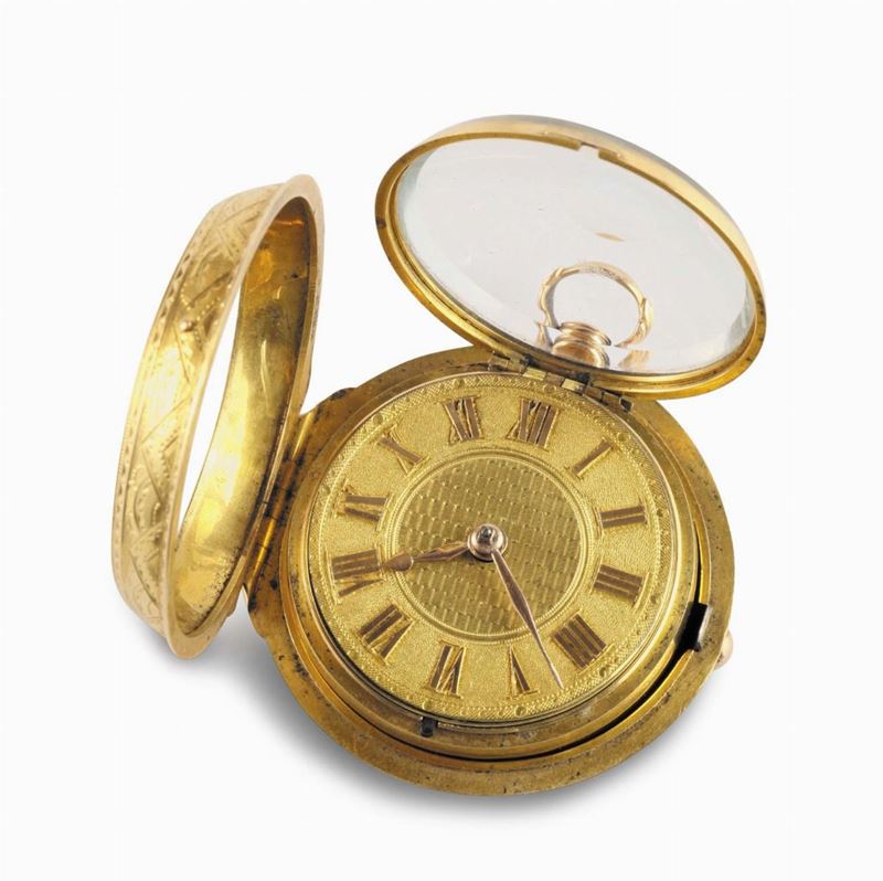Orologio da tasca inglese a doppia cassa in oro, Londra 1820 circa  - Auction Pendulum and Decorative Clocks - Cambi Casa d'Aste