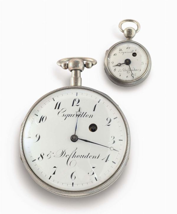Coppia di orologi in argento da uomo e donna, Svizzera 1800 circa