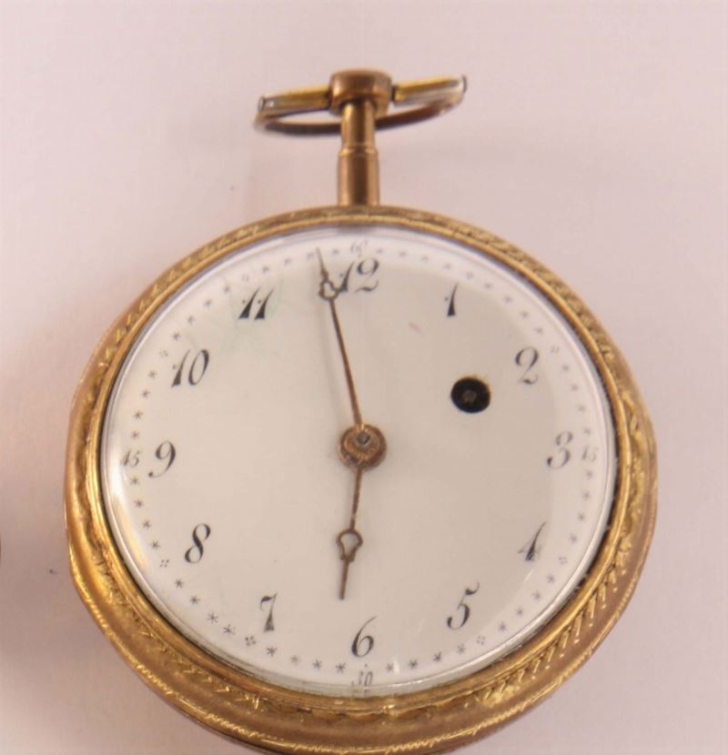 Orologio da tasca con cassa in ottone, Svizzera inizi XIX secolo  - Asta Pendoleria e Orologid'Arredo - Cambi Casa d'Aste