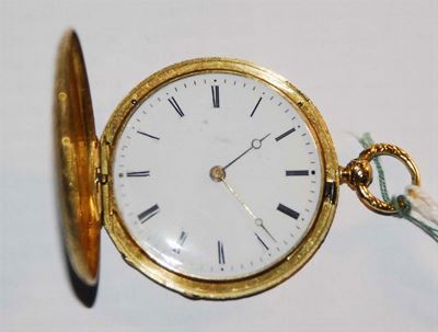 Orologio Savonette Extra Plat, Cassa in Oro Riccamente Cesellata, Francia 1830 Circa