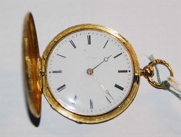Orologio Savonette extra plat, cassa in oro riccamente cesellata, Francia 1830 circa