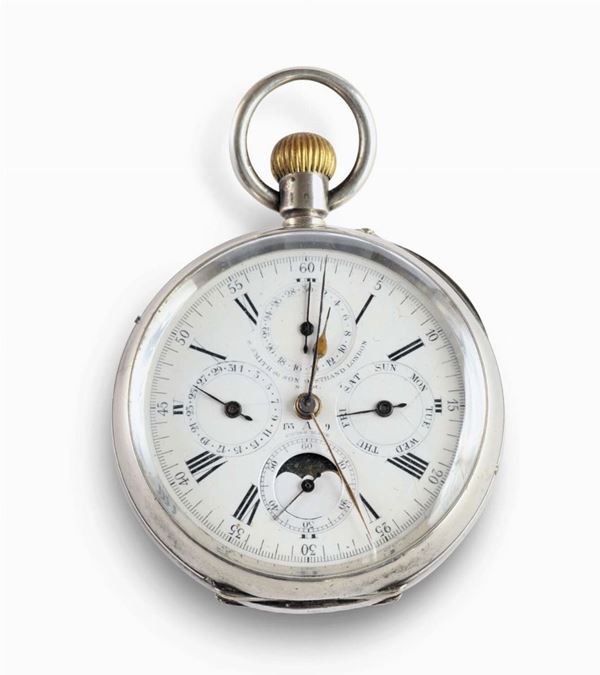 Cronografo da tasca con cassa in argento, Svizzera inizi XX secolo