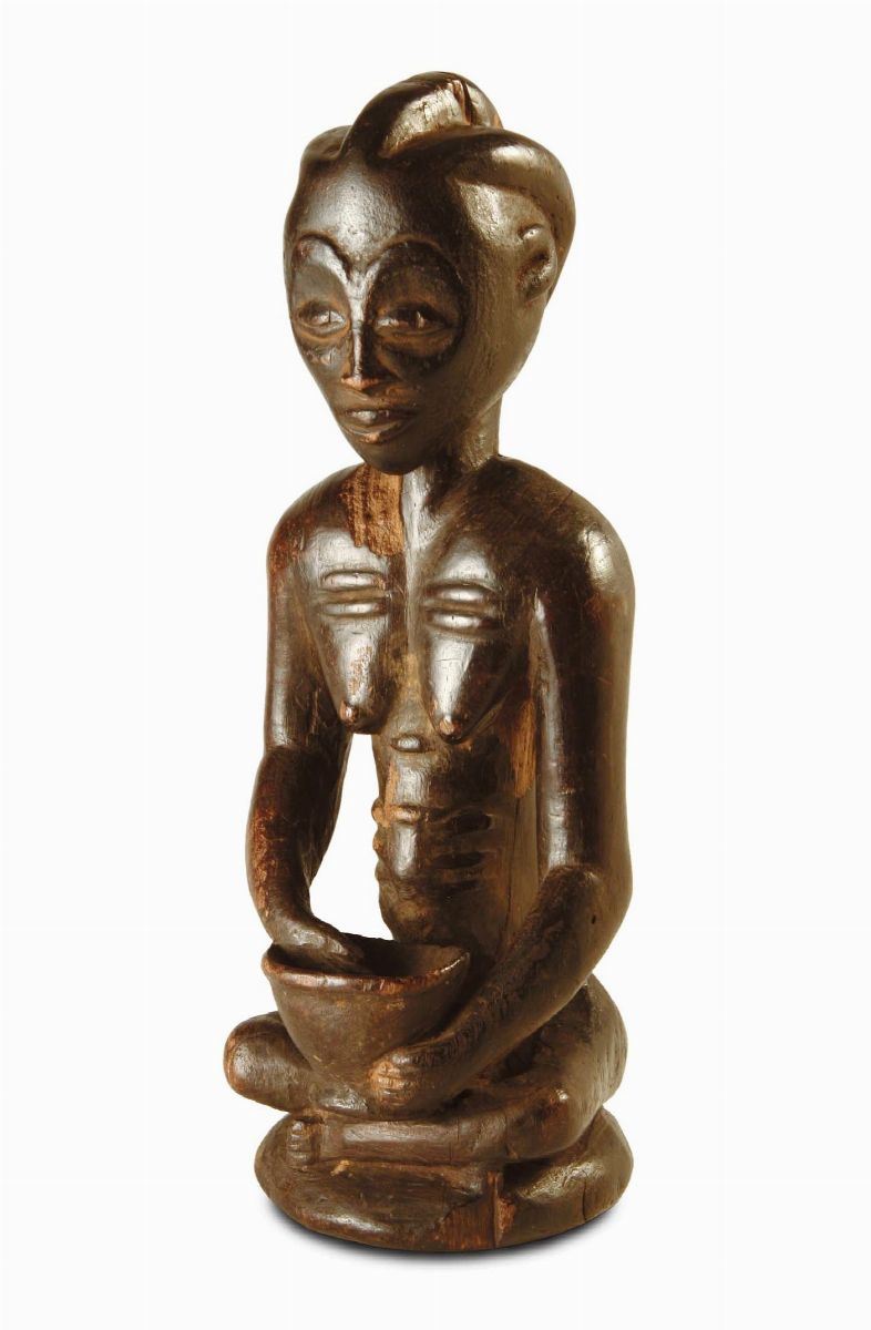 Figura femminile una coppa, Luba (Repubblica Democratica del Congo)  - Asta Arte Africana - Cambi Casa d'Aste