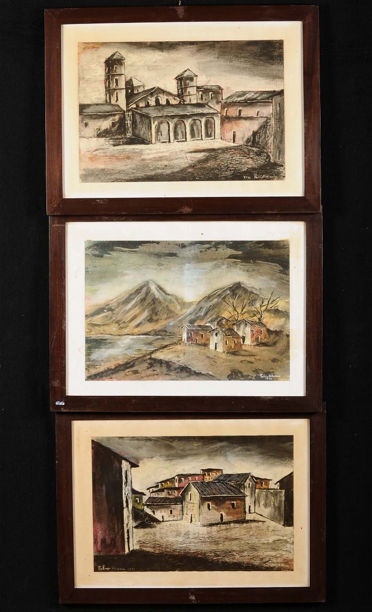 Lotto di tre acquerelli su carta firmati Fabio Maria  - Auction OnLine Auction 01-2012 - Cambi Casa d'Aste