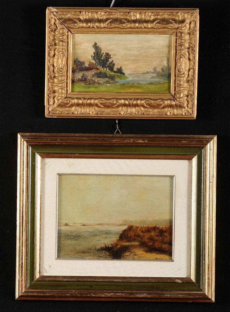 Lotto di due dipinti diversi raffiguranti paesaggi  - Auction OnLine Auction 01-2012 - Cambi Casa d'Aste