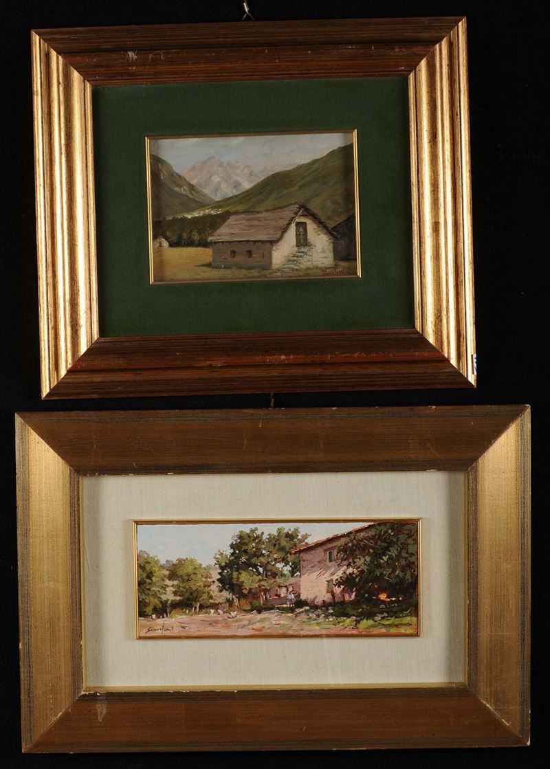 Lotto di due dipinti diversi raffiguranti paesaggi  - Asta Asta OnLine 04-2012 - Cambi Casa d'Aste