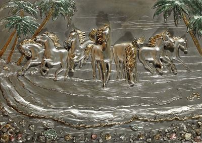 Placca in Metallo con Cavalli