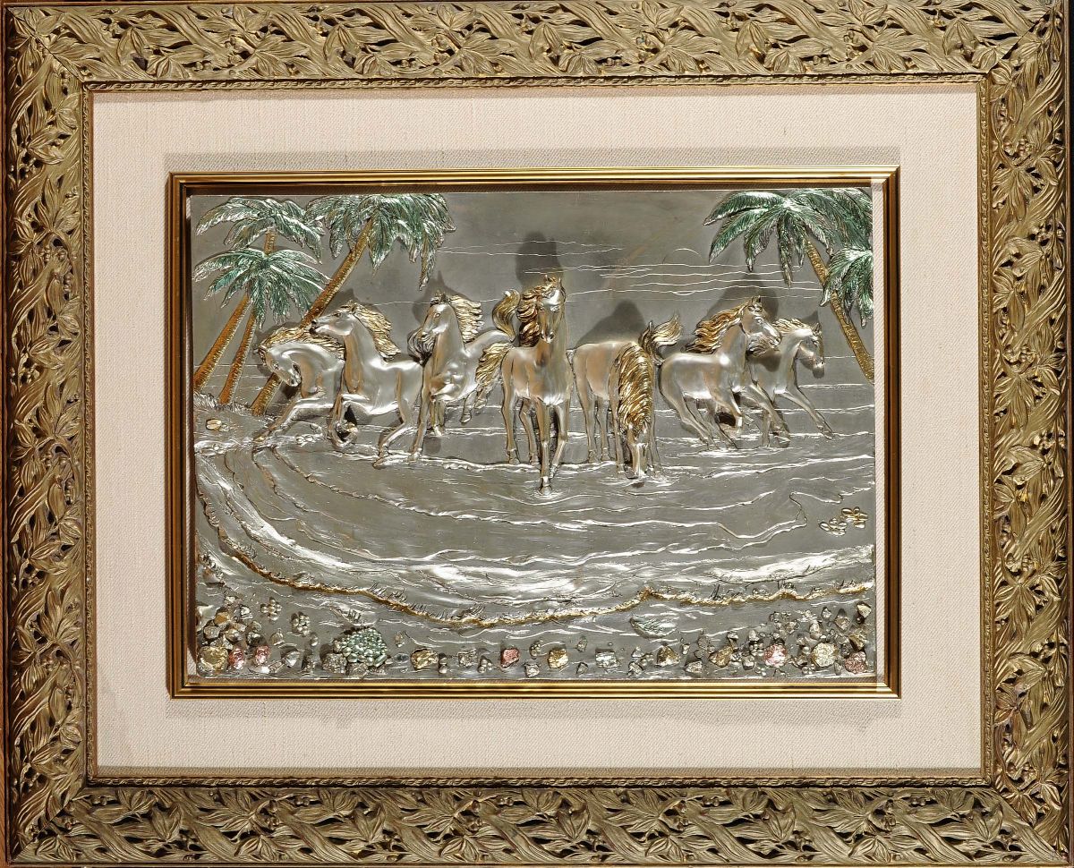 Placca in Metallo con Cavalli