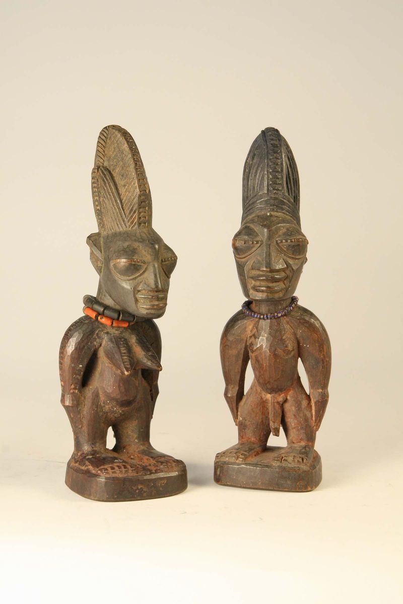 Coppia di gemelli ibeji, Yoruba, villaggio di Ila Oranghun (Nigeria)  - Auction African Art - Cambi Casa d'Aste