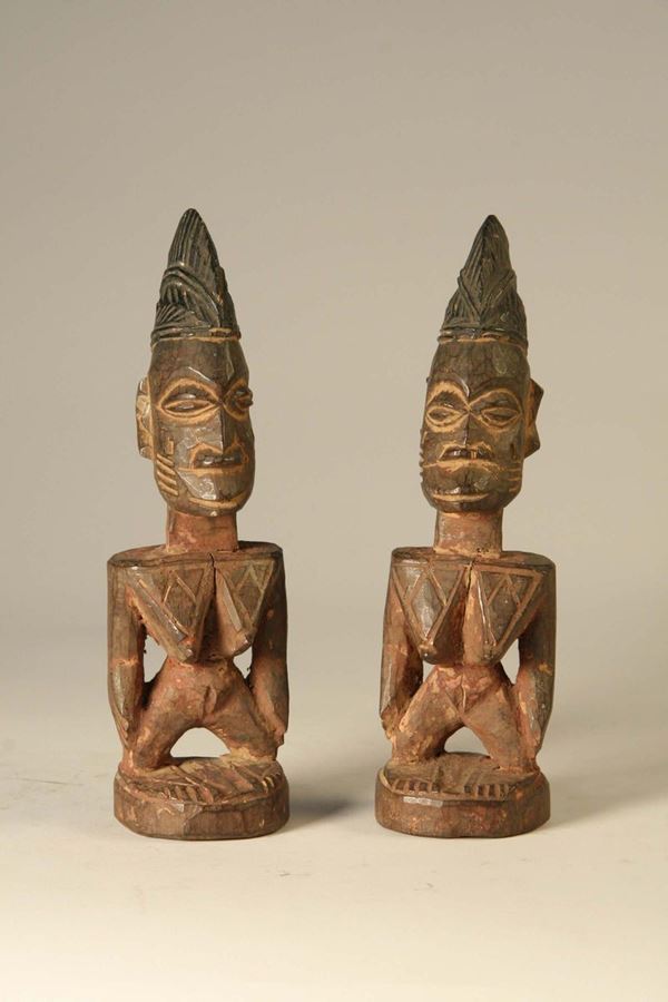 Coppia di gemelli ibeji, Yoruba, villaggio di Offa (Nigeria)