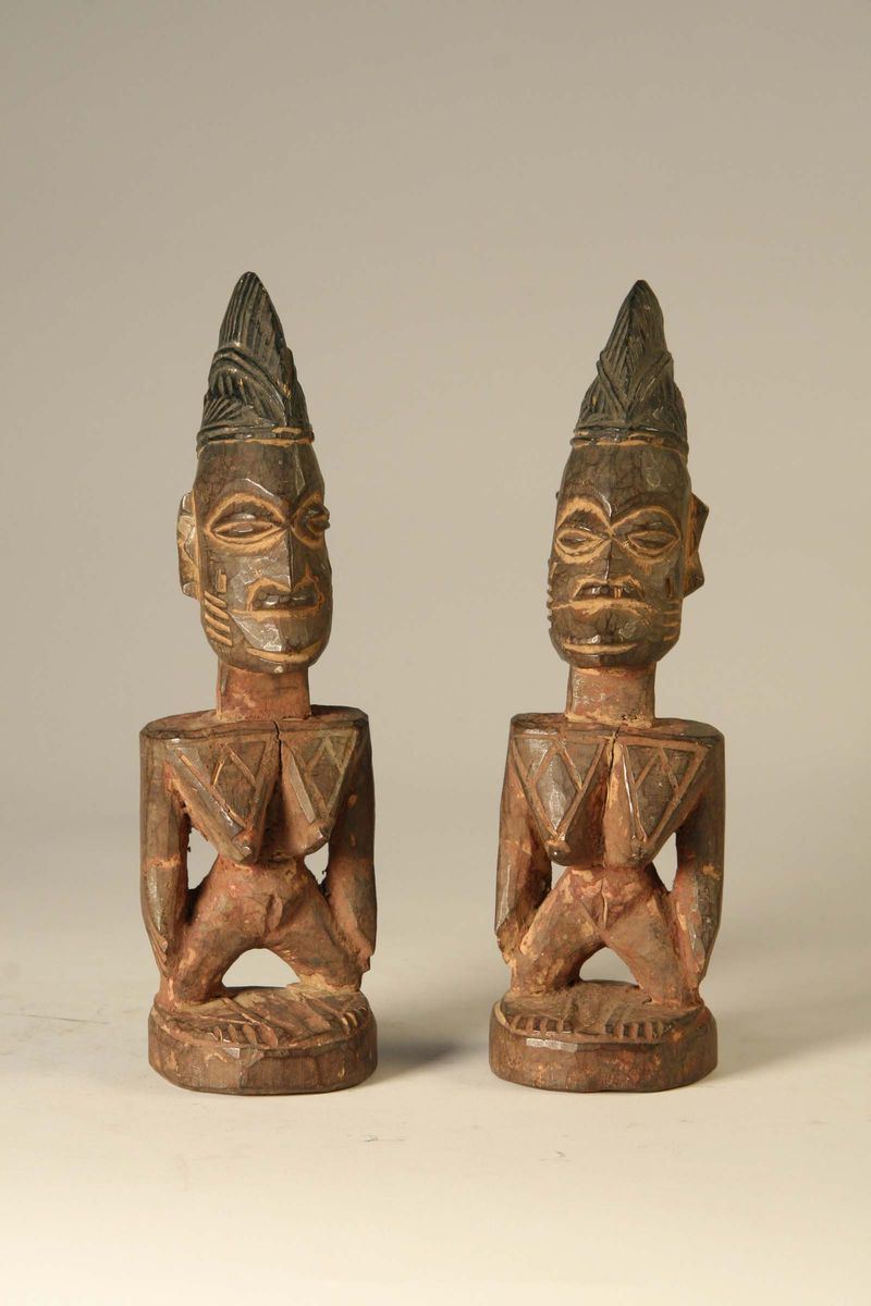 Coppia di gemelli ibeji, Yoruba, villaggio di Offa (Nigeria)  - Auction African Art - Cambi Casa d'Aste
