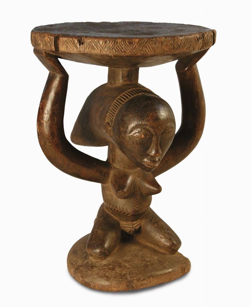 Sgabello a cariatide, Luba (Repubblica Democratica del Congo)  - Auction African Art - Cambi Casa d'Aste