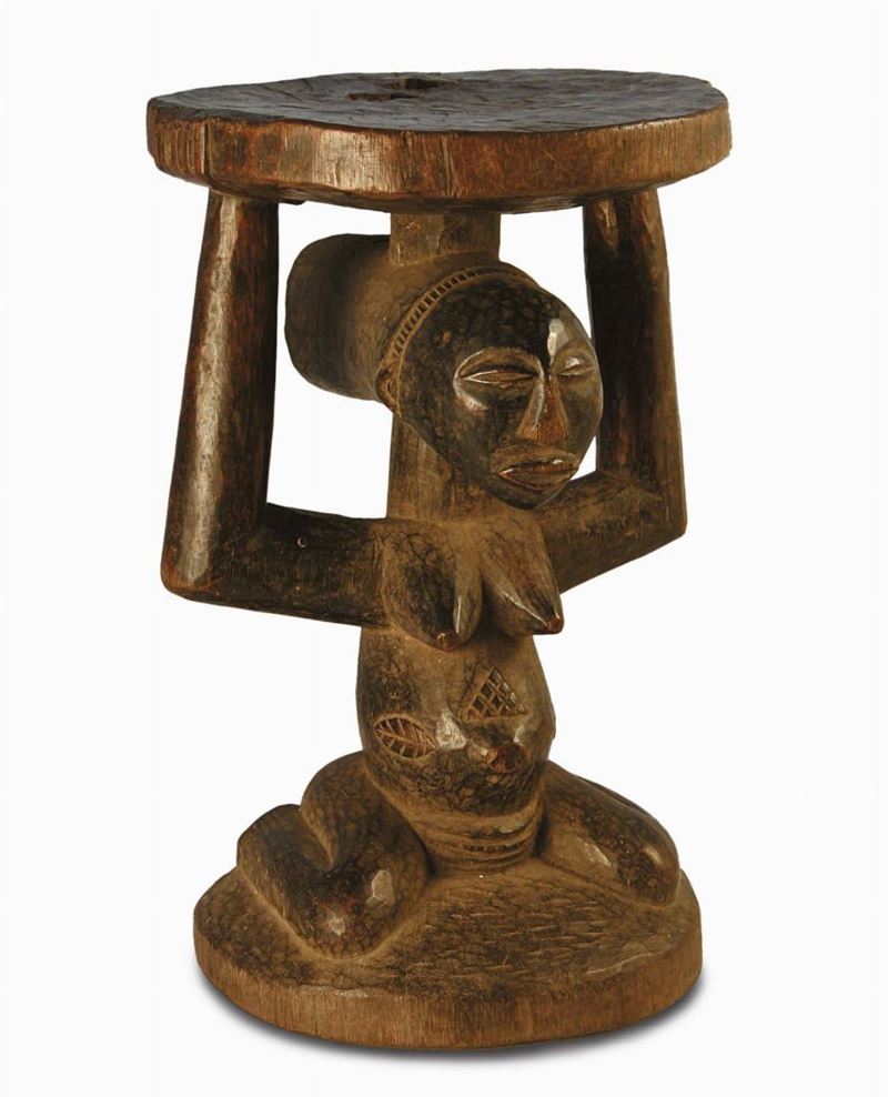 Sgabello a cariatide, Hemba (Repubblica Democratica del Congo)  - Auction African Art - Cambi Casa d'Aste