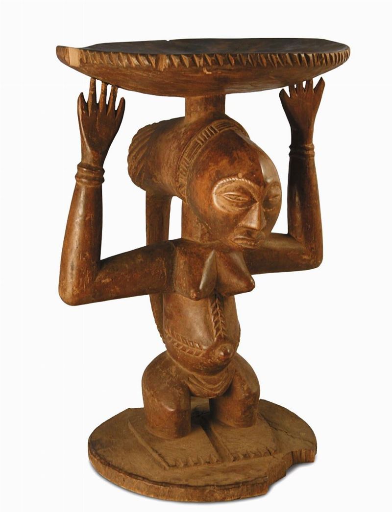 Sgabello a cariatide, Hemba (Repubblica Democratica del Congo)  - Asta Arte Africana - Cambi Casa d'Aste
