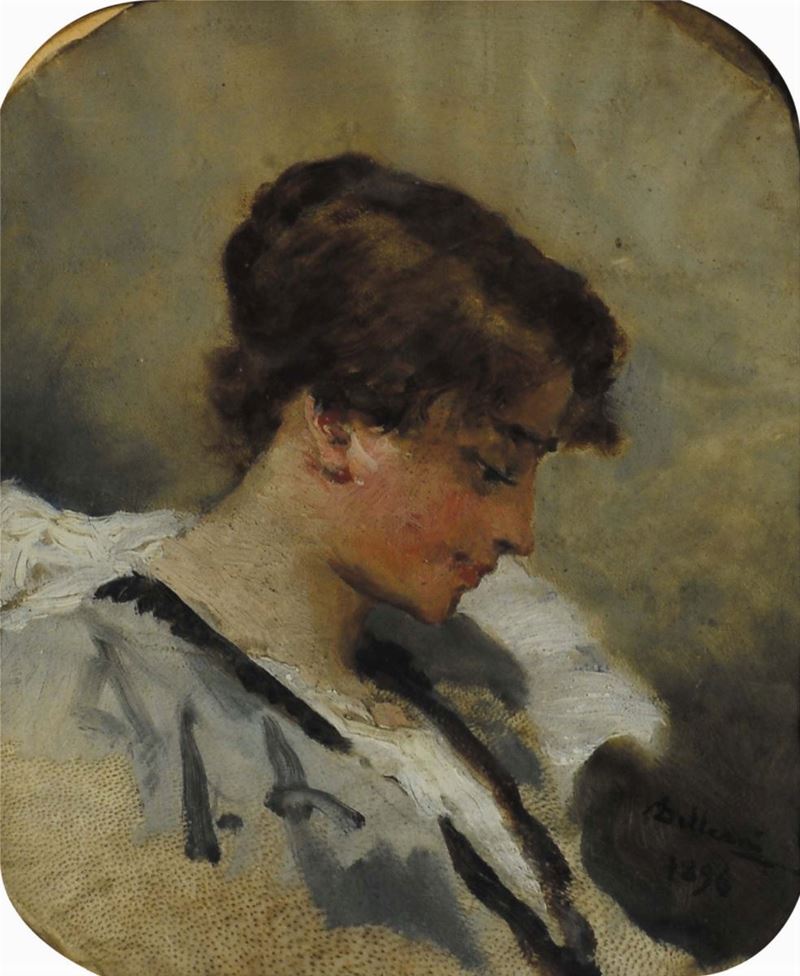 Lorenzo Delleani  (1840-1908) Ritratto femminile 1896  - Asta Dipinti del XIX e XX secolo - Cambi Casa d'Aste