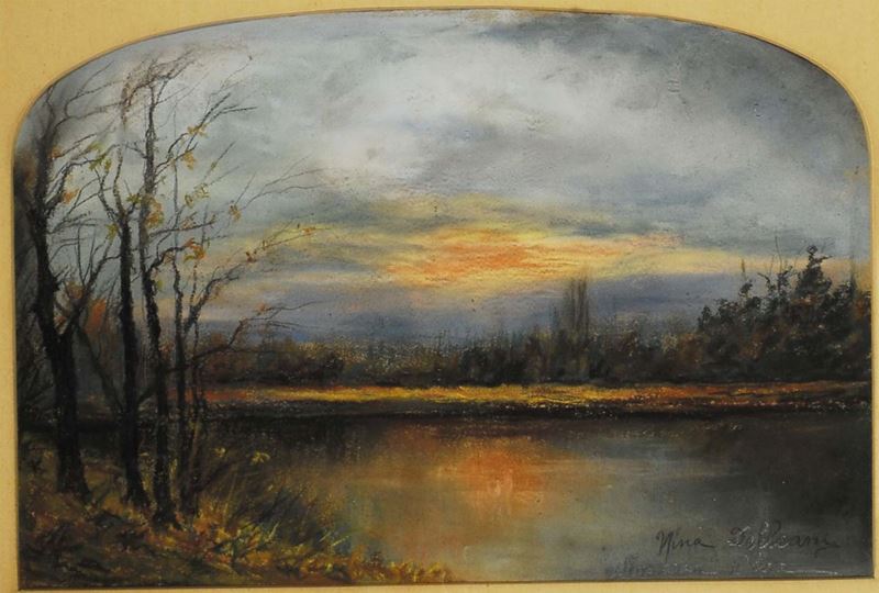 Nina Delleani  (1866-1953) Veduta lacustre  - Asta Dipinti del XIX e XX secolo - II - Cambi Casa d'Aste