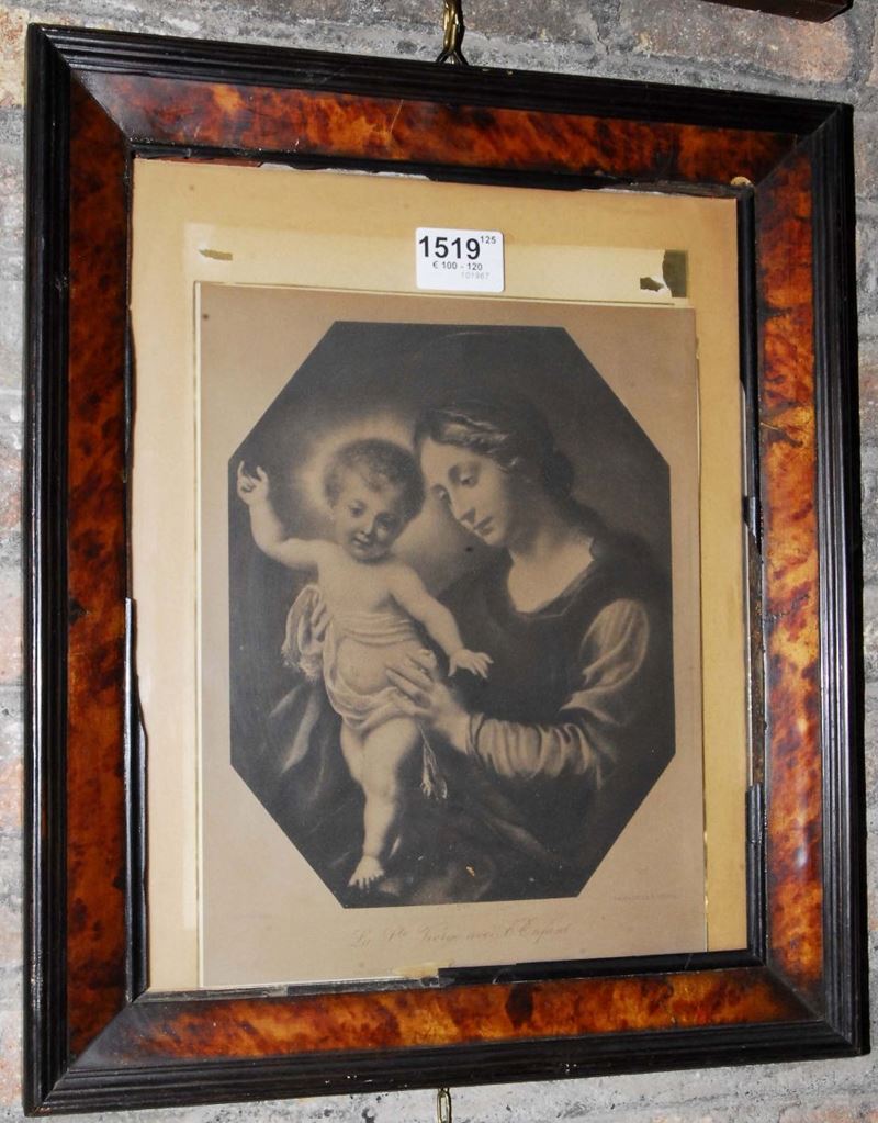 Stampa raffigurante Madonna  - Asta Antiquariato e Dipinti Antichi - Cambi Casa d'Aste