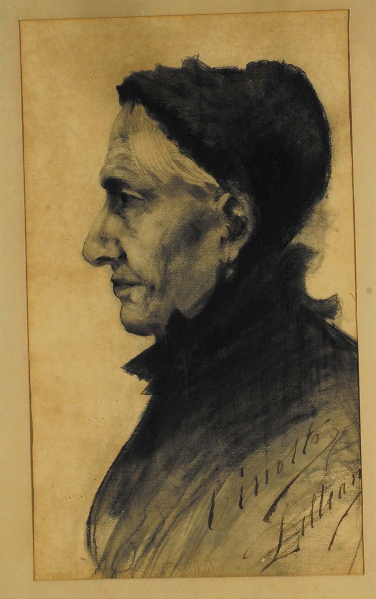 Lorenzo Delleani  (1840-1908) Ritratto femminile di profilo  - Asta Dipinti del XIX e XX secolo - II - Cambi Casa d'Aste