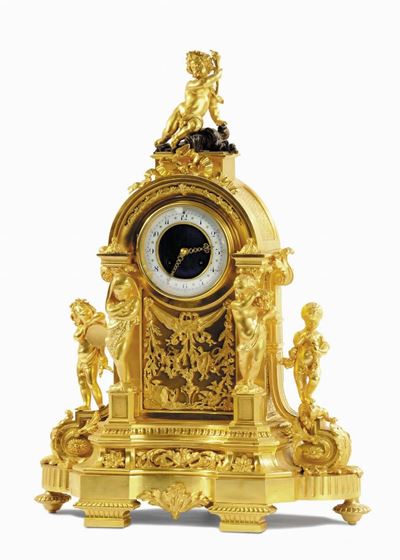 Pendola Napoleone III in Bronzo Dorato Raffigurante le Quattro Stagioni, Francia XIX Secolo