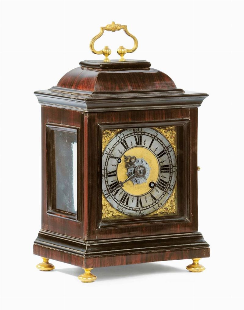 Raro piccolo orologio romano con cassa in legno,  Roma 1730 circa  - Auction Pendulum and Decorative Clocks - Cambi Casa d'Aste
