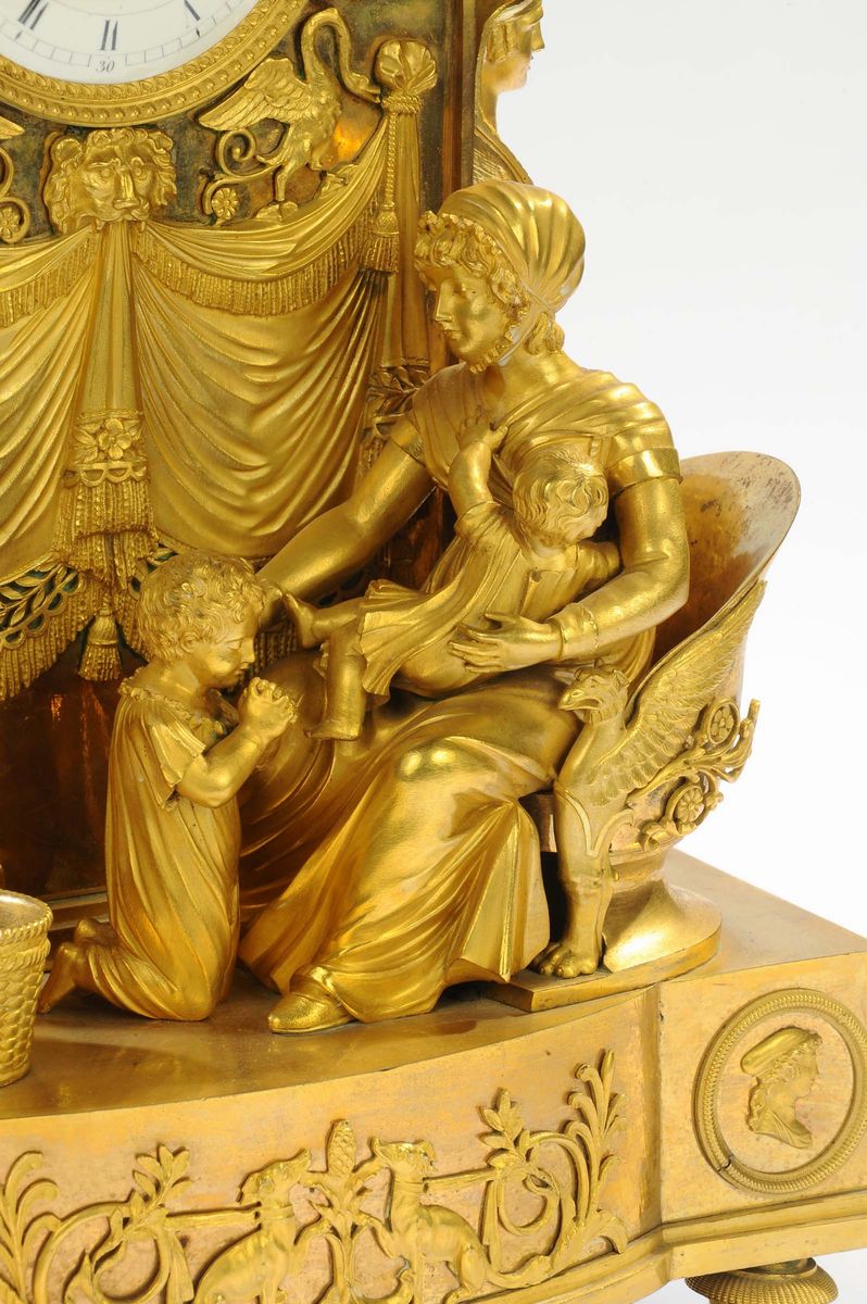 Orologio Impero in Bronzo Dorato Duca di Bordeaux, 1810 Circa