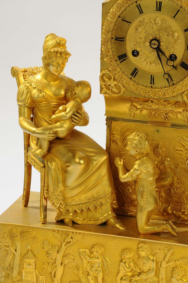 Pendola Carlo X in Bronzo Dorato Duca di Bordeaux, 1830 Circa