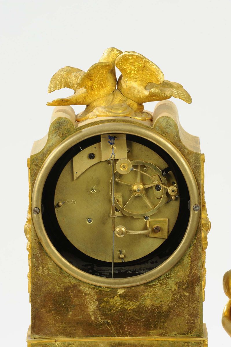 Pendola Carlo X in Bronzo Dorato Duca di Bordeaux, 1830 Circa