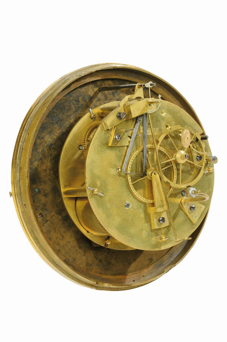 Orologio Luigi XVI in Bronzo Dorato e Patinato che Raffigura Bacco Bambino con Satiri Portantini ...
