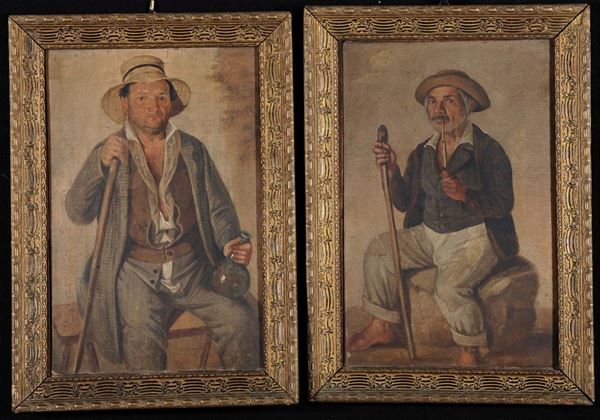 Anonimo del XIX secolo Ritratti di contadini