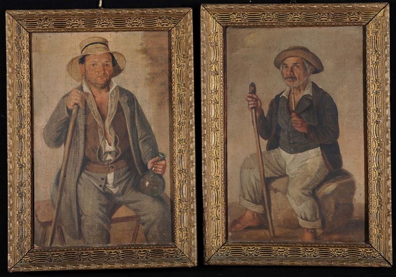 Anonimo del XIX secolo Ritratti di contadini  - Auction OnLine Auction 07-2012 - Cambi Casa d'Aste