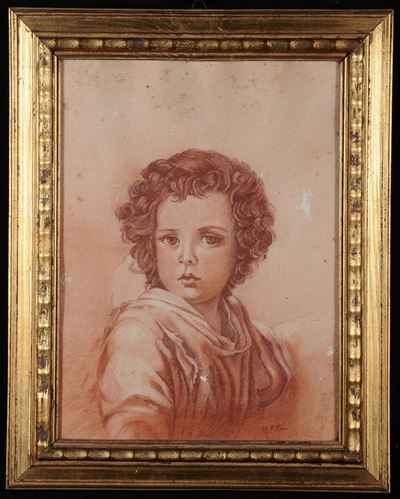 Sanguigna su Carta Raffigurante Ritratto di Bimbo