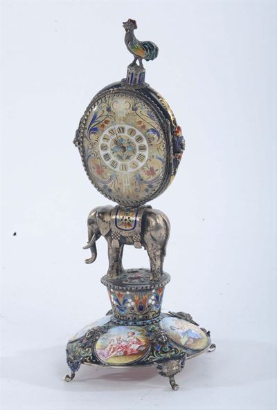Orologio da Scrivania con Smalti, Austria XIX Secolo